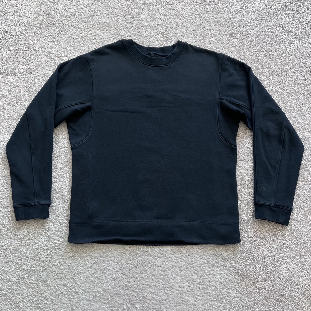 Lululemon Sweatshirt Mens Small Navy Blue Crewneck Pullover Zip Pocket Athletic